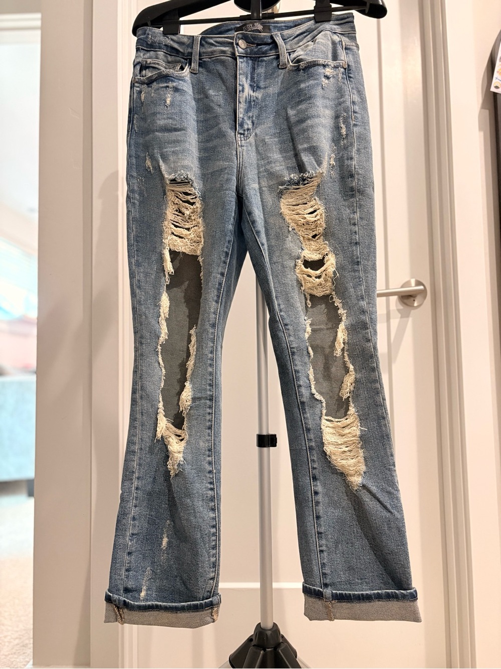 Judy Blue Light Blue Distressed Boyfriend Jeans
